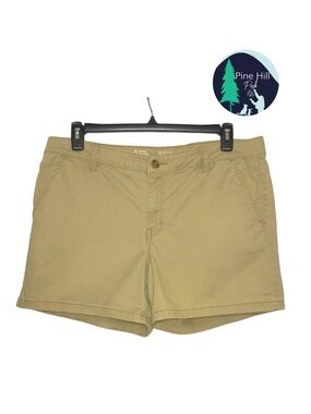 a.n.a Mid Rise Midi Shorts Chinos Womens 16 Beige Khaki Cotton Stretch Pockets